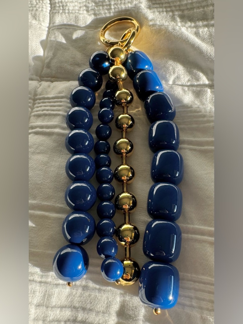 Gold and Navy Beaded Statement Necklace